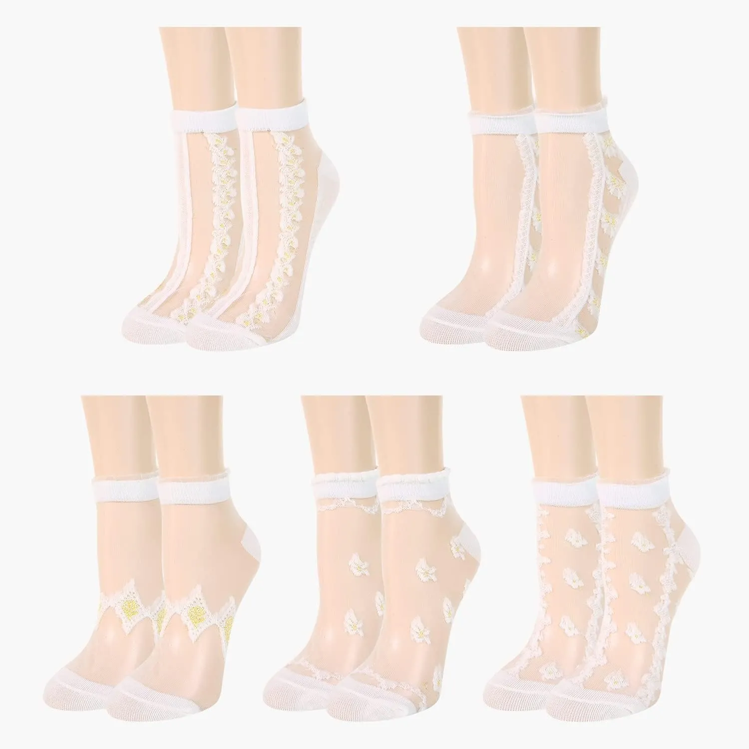 Benefeet Sox Sheer Ankle Socks Womens Girls Thin Lace Nylon Short Socks Crystal Glass Transparent Summer Liner Sock