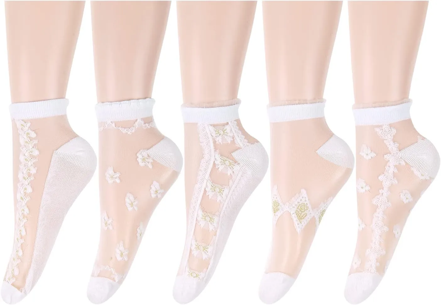 Benefeet Sox Sheer Ankle Socks Womens Girls Thin Lace Nylon Short Socks Crystal Glass Transparent Summer Liner Sock