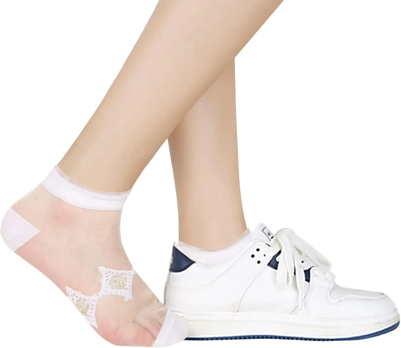 Benefeet Sox Sheer Ankle Socks Womens Girls Thin Lace Nylon Short Socks Crystal Glass Transparent Summer Liner Sock