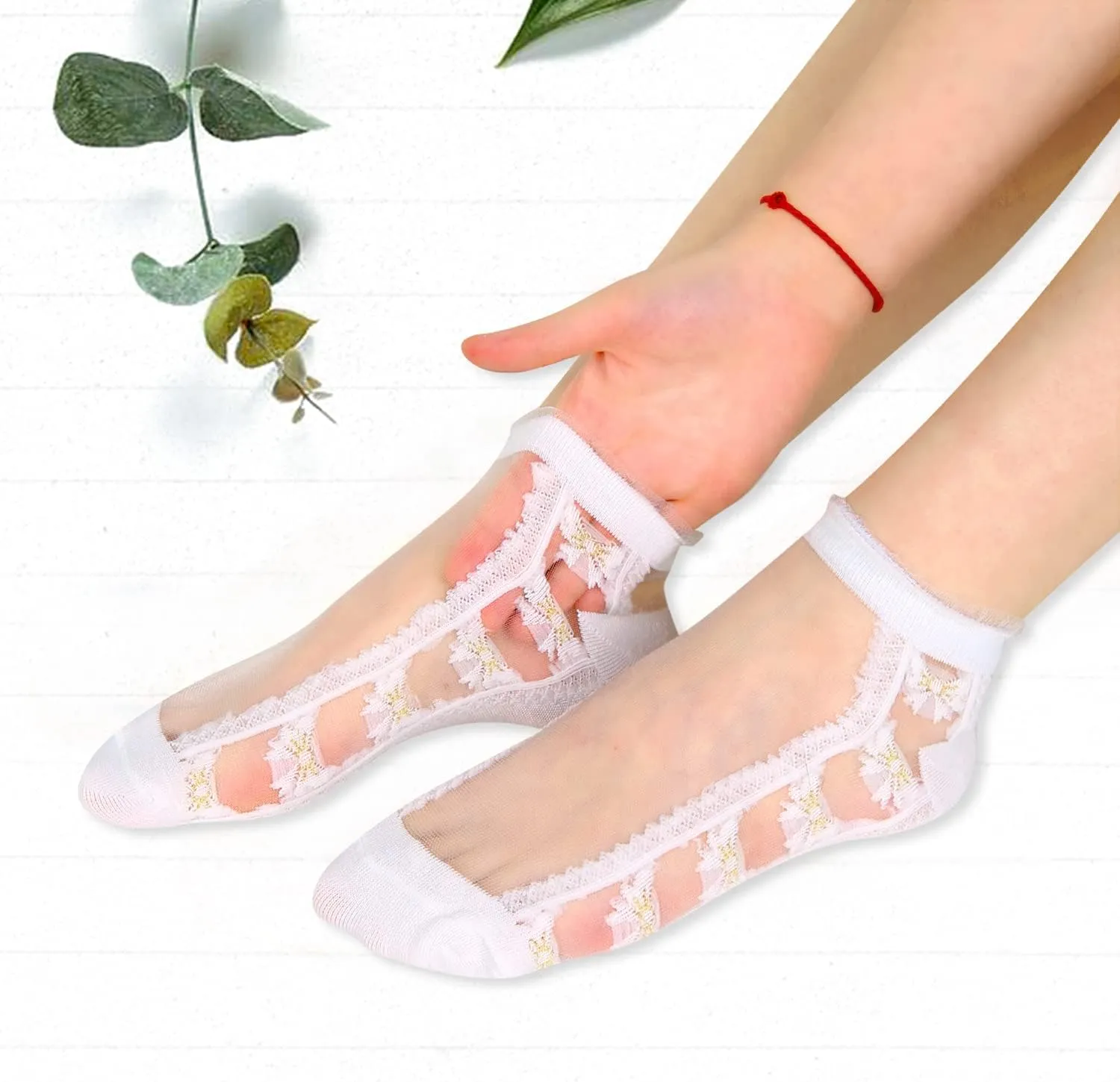 Benefeet Sox Sheer Ankle Socks Womens Girls Thin Lace Nylon Short Socks Crystal Glass Transparent Summer Liner Sock