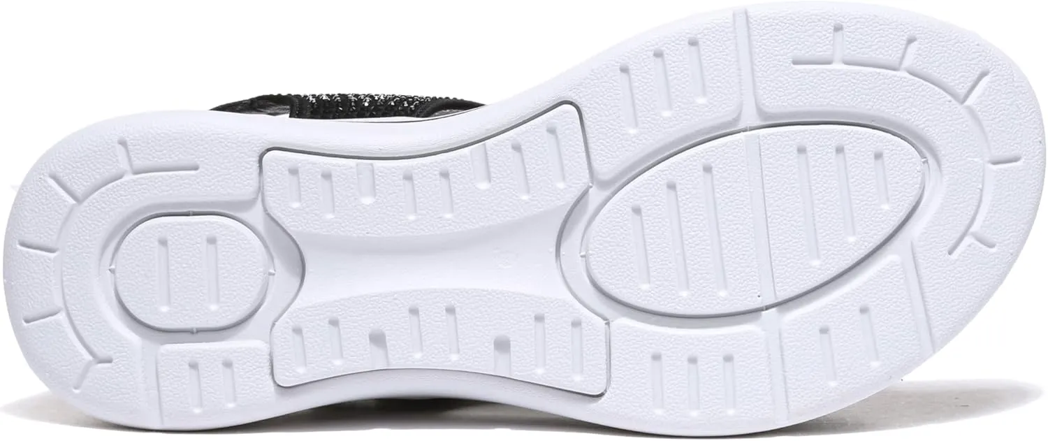 Bernal Women's Fashion Walking Sandals Comfortable Cushion Open-Toe Shoes Slip-On Platrorm Sandals with Diamonds