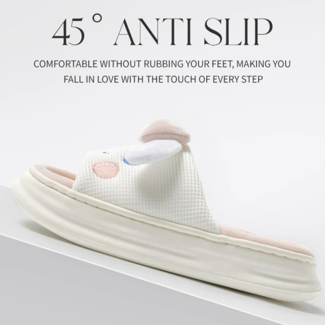 Bow Tie Dog Slippers Indoor and Outdoor Slide, Non-slip Four Seasons Anti-Skid Thick Sole Soft Bottom Sandals, Couple Home Shoes Men and Women