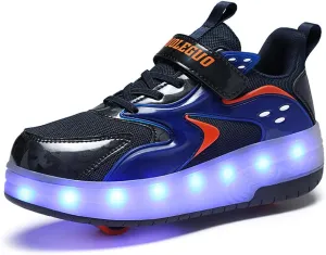 Boys Girls Roller Sneakers Shoes with 2 Wheels 16 LED Light Model Rechargeable Retractable Skateboarding Wheels for Beginner More Balanced Party Birthday Christmas Best Gift