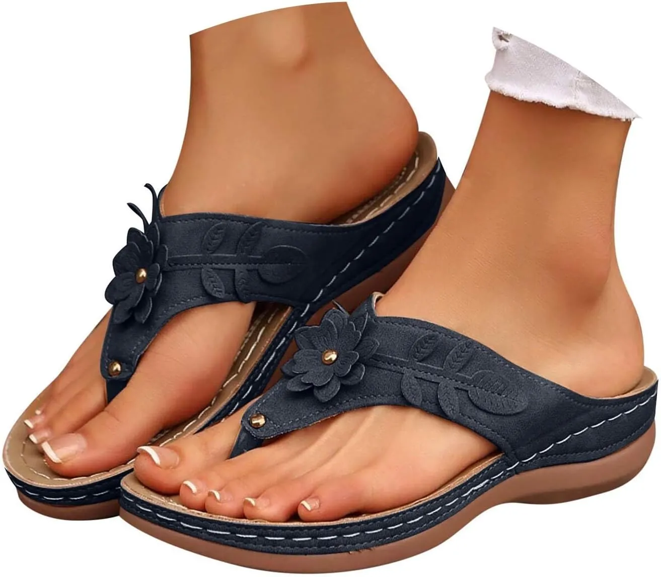 Breathable Mesh Sandals Women, Arch Support Wedge Flip Flops, Summer 2025 Comfortable Dressy Casual Beach Slippers