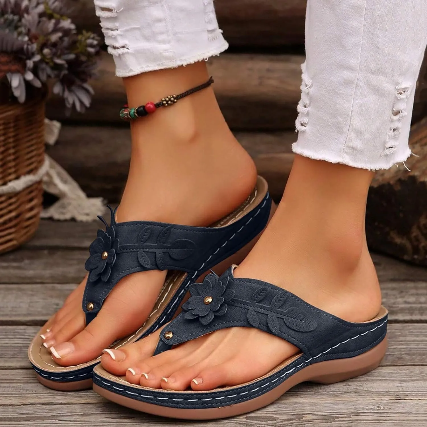 Breathable Mesh Sandals Women, Arch Support Wedge Flip Flops, Summer 2025 Comfortable Dressy Casual Beach Slippers