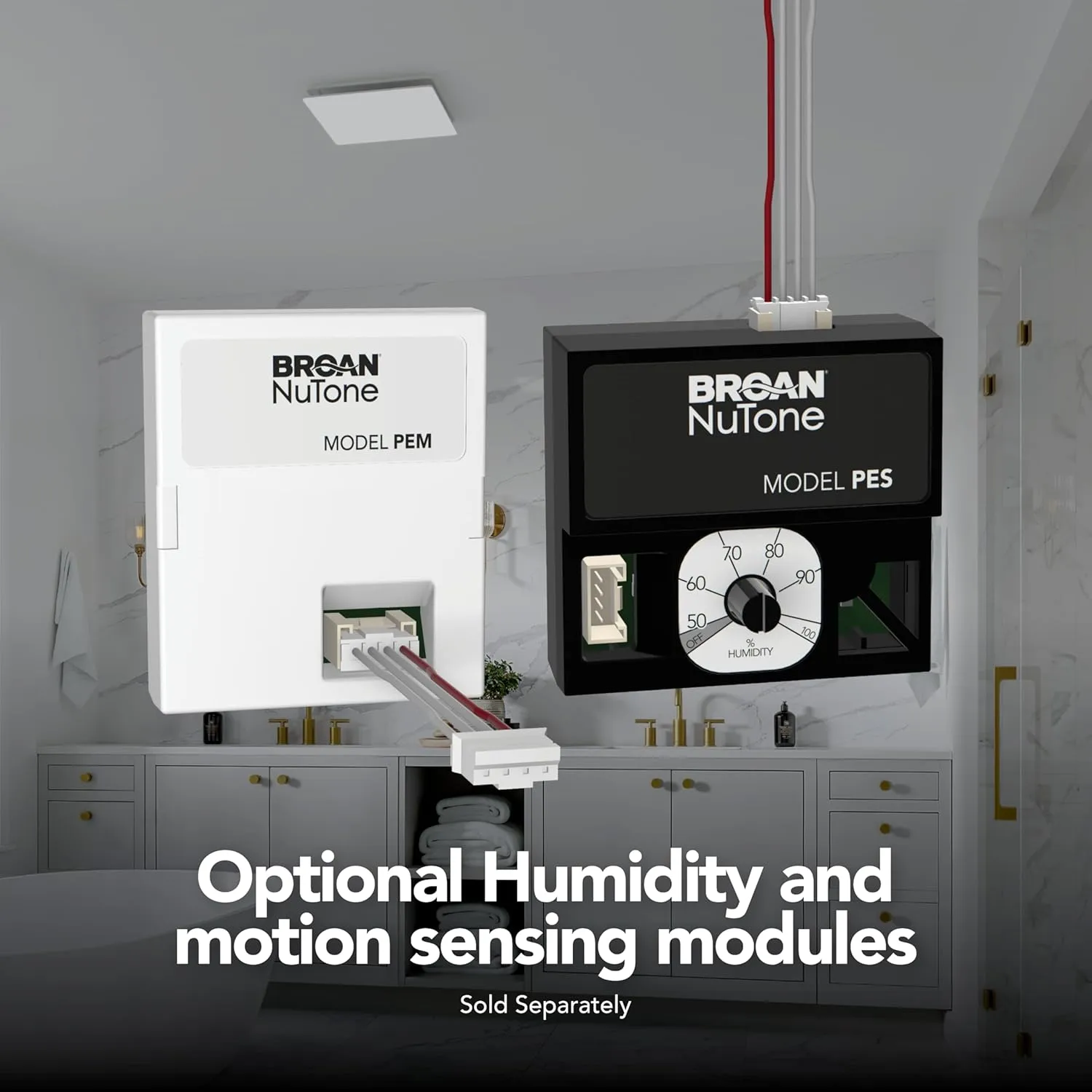 Broan-NuTone EVOLVE Premium Bathroom Exhaust Fan w/Light and Continuous Run, 110-130-150 Selectable CFM