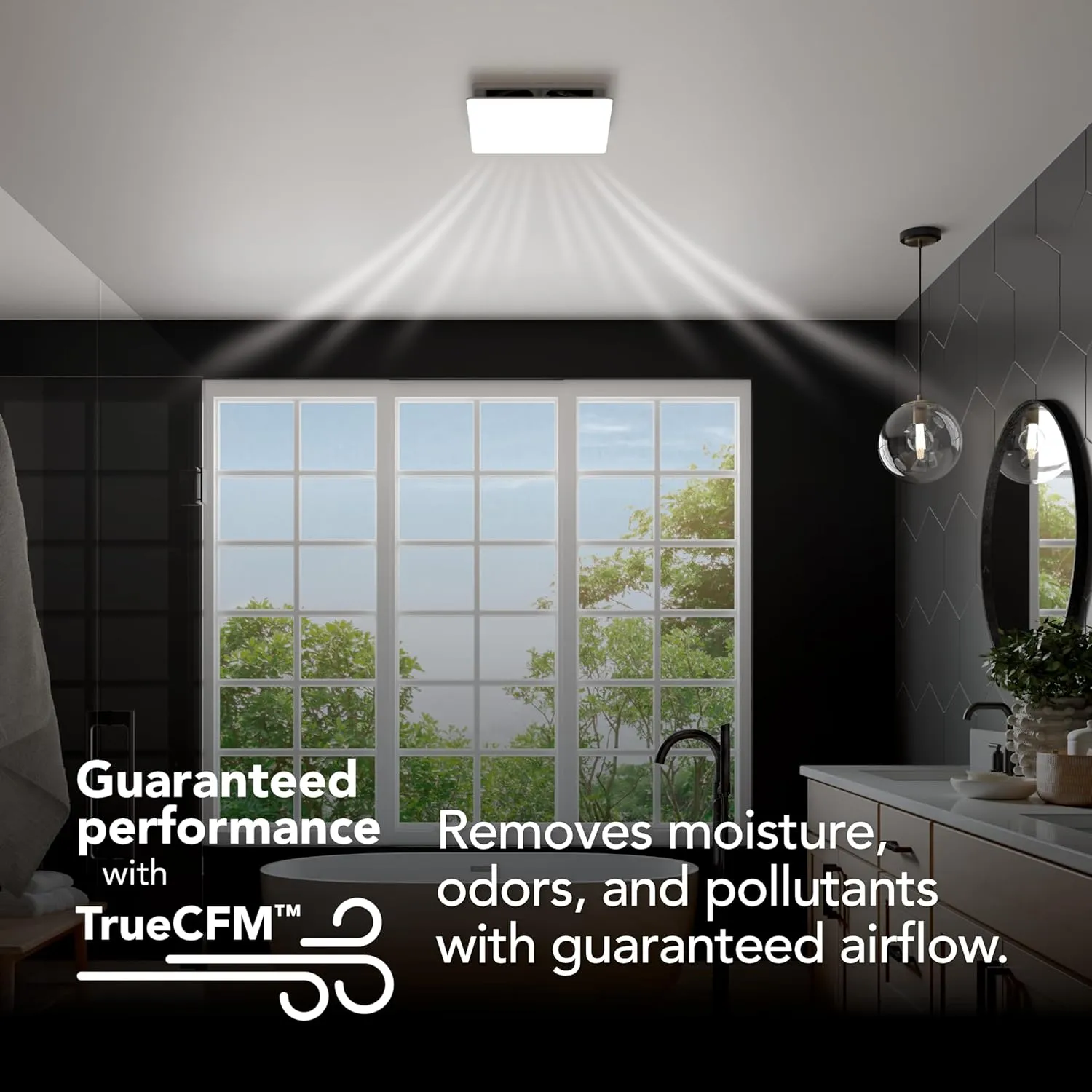 Broan-NuTone EVOLVE Premium Bathroom Exhaust Fan w/Light and Continuous Run, 110-130-150 Selectable CFM