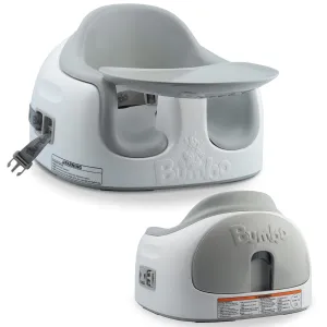 Bumbo 3-in-1 Baby Multi Seat Booster with Feeding Tray, 6-36 Months Old, Cool Grey - High Chair and Floor Seat Accessory for Babies, Infants, and Toddlers