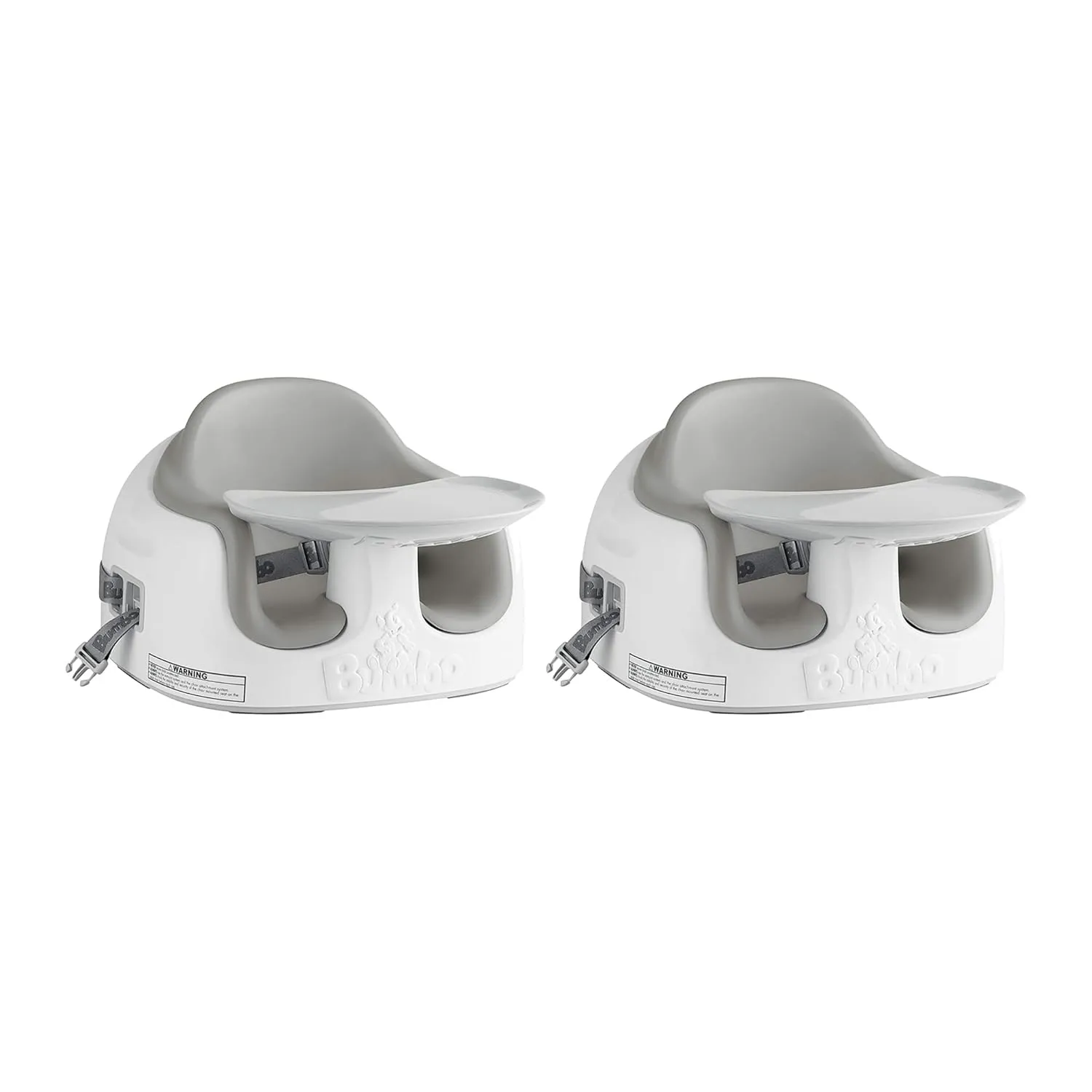 Bumbo Baby Toddler Adjustable 3 in 1 Multi Seat High Chair & Booster Seat with Removable Tray and Buckle Strap for Toddlers 1 to 3, Cool Gray (2 Pack)