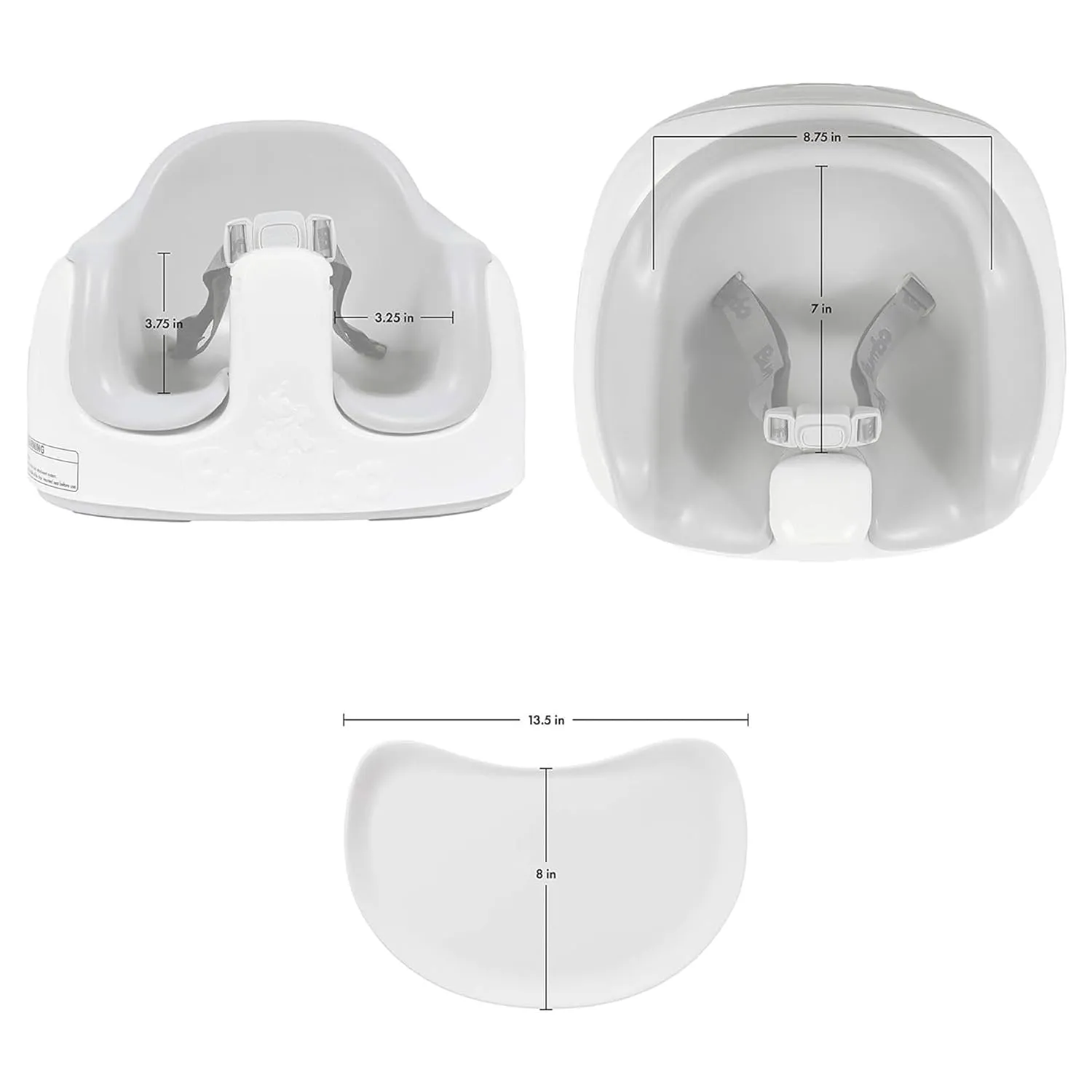 Bumbo Baby Toddler Adjustable 3 in 1 Multi Seat High Chair & Booster Seat with Removable Tray and Buckle Strap for Toddlers 1 to 3, Cool Gray (2 Pack)