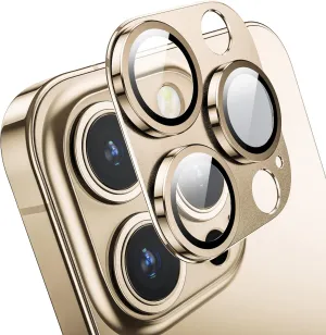 Camera Lens Protector for iPhone 14 Pro/iPhone 14 Pro Max, Alloy Metal Camera Cover with Tempered Glass Screen Protector Accessories,Case Friendly,Scratch Resistant,Easy to Install -Gold