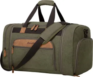 Canvas Duffle Bag for Travel 50L Expandable Travel Duffel Bags for Men Women Weekender Overnight Bag with Shoes Compartment - Army Green