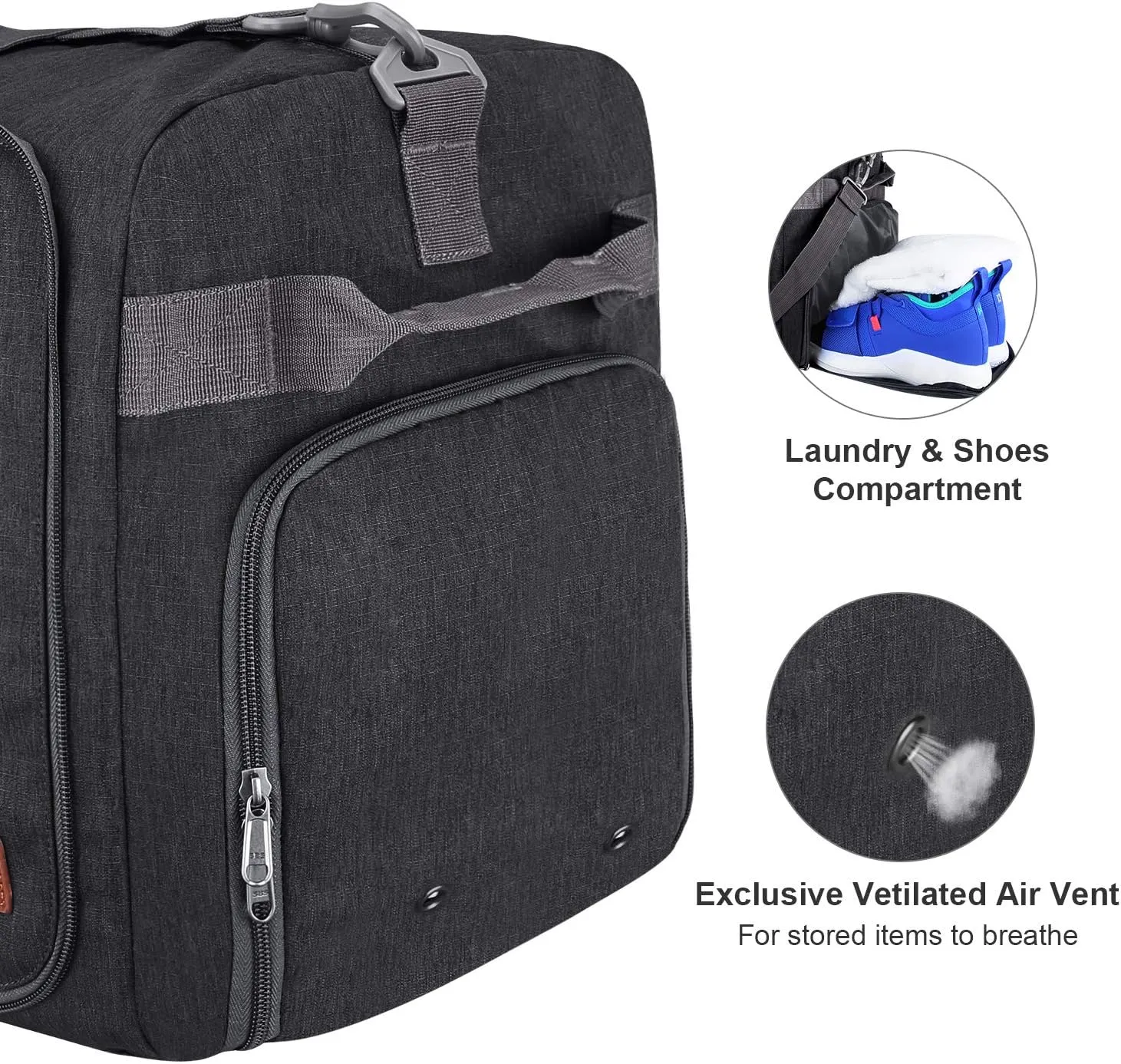 Canway 85L Travel Duffel Bag, Foldable Weekender Bag with Shoes Compartment for Men Women Water-proof & Tear Resistant (Panther Black, 85L)