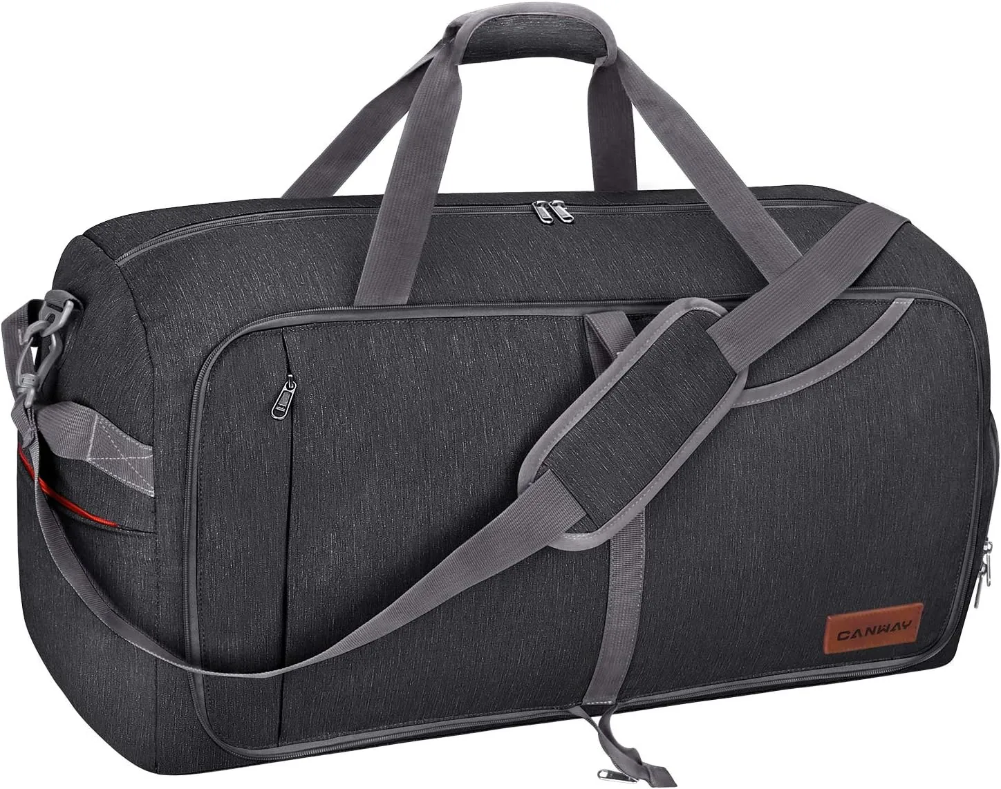 Canway 85L Travel Duffel Bag, Foldable Weekender Bag with Shoes Compartment for Men Women Water-proof & Tear Resistant (Panther Black, 85L)