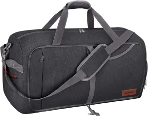 Canway 85L Travel Duffel Bag, Foldable Weekender Bag with Shoes Compartment for Men Women Water-proof & Tear Resistant (Panther Black, 85L)