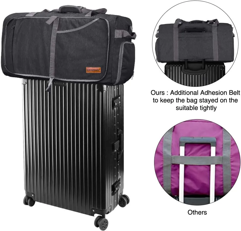 Canway 85L Travel Duffel Bag, Foldable Weekender Bag with Shoes Compartment for Men Women Water-proof & Tear Resistant (Panther Black, 85L)