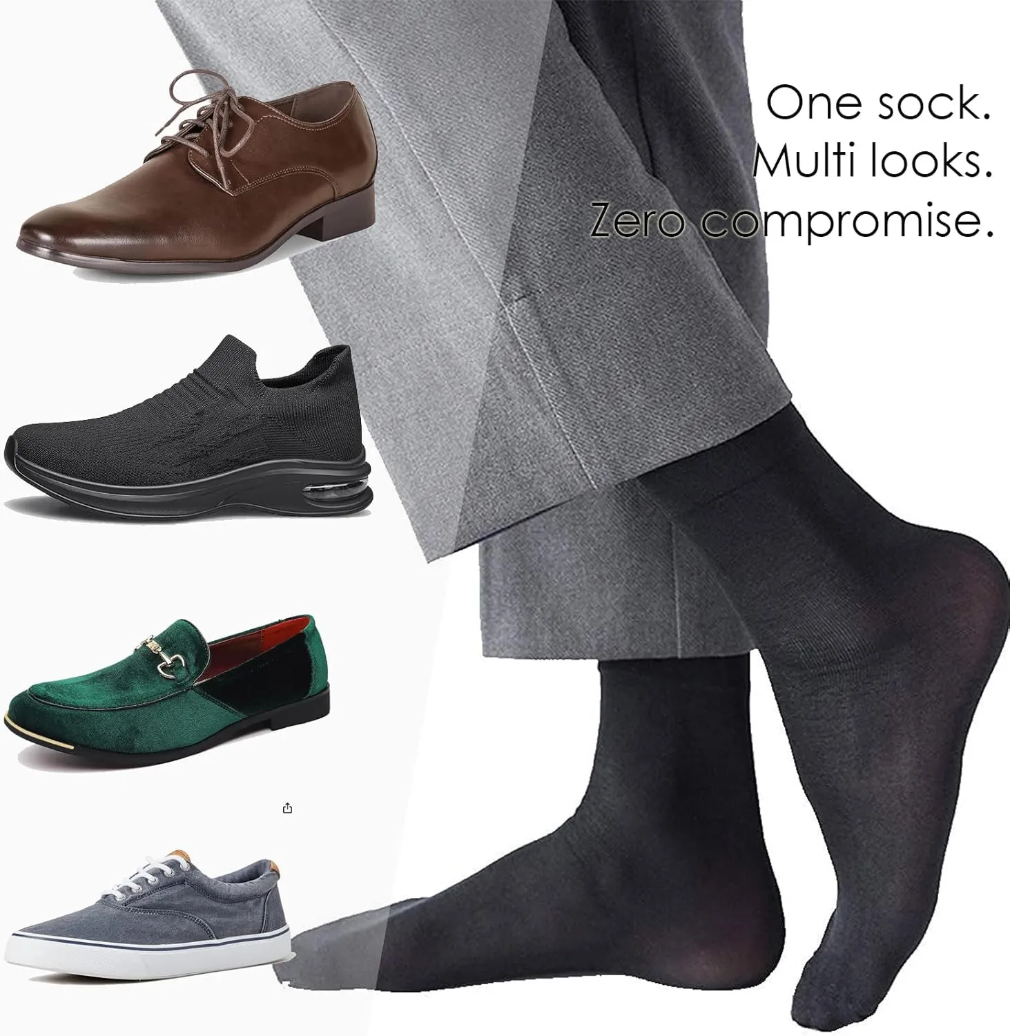 Cityelf 12 Pack Men Silky Socks Ankle Sheer Men Dress Socks Ultra Thin Nylon Sox Summer Cool Crew Socks