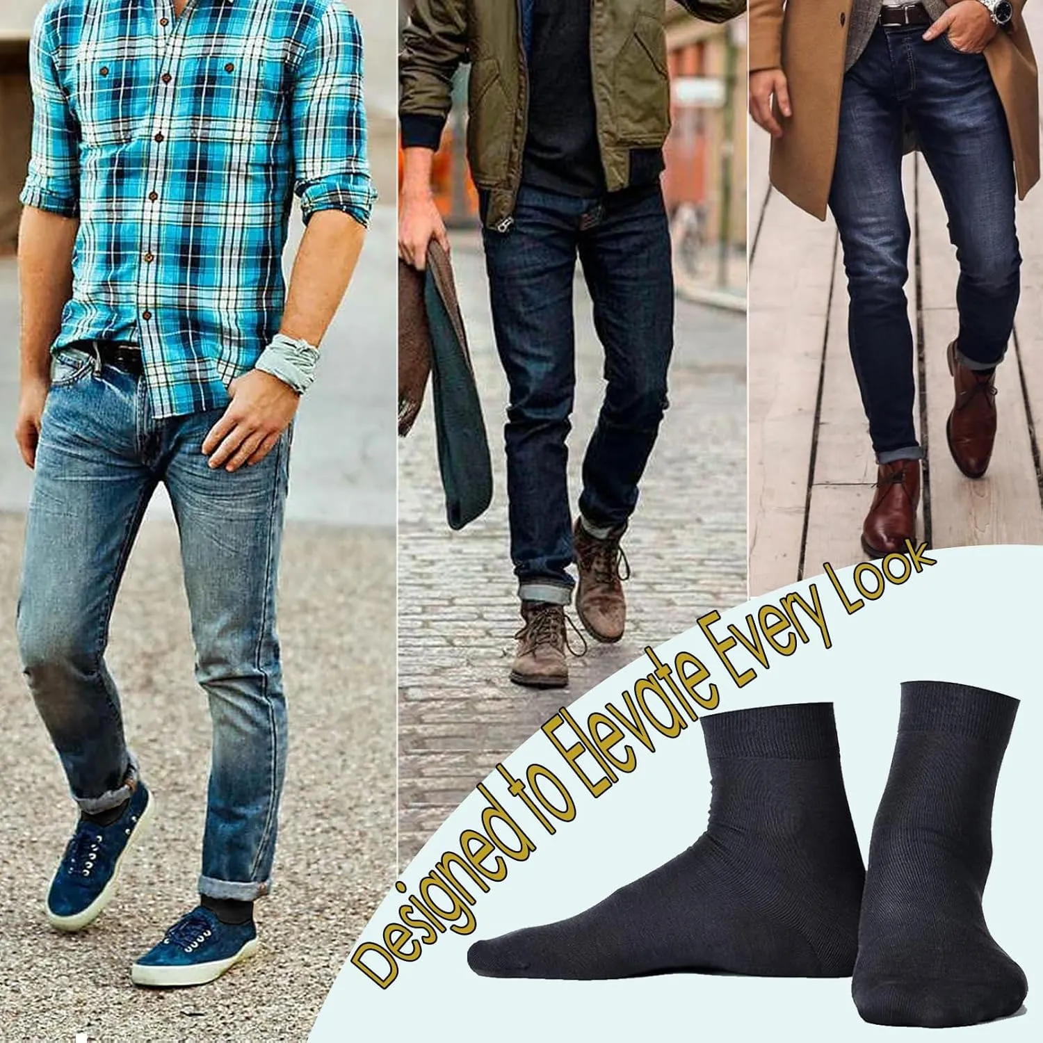 Cityelf 12 Pack Men Silky Socks Ankle Sheer Men Dress Socks Ultra Thin Nylon Sox Summer Cool Crew Socks