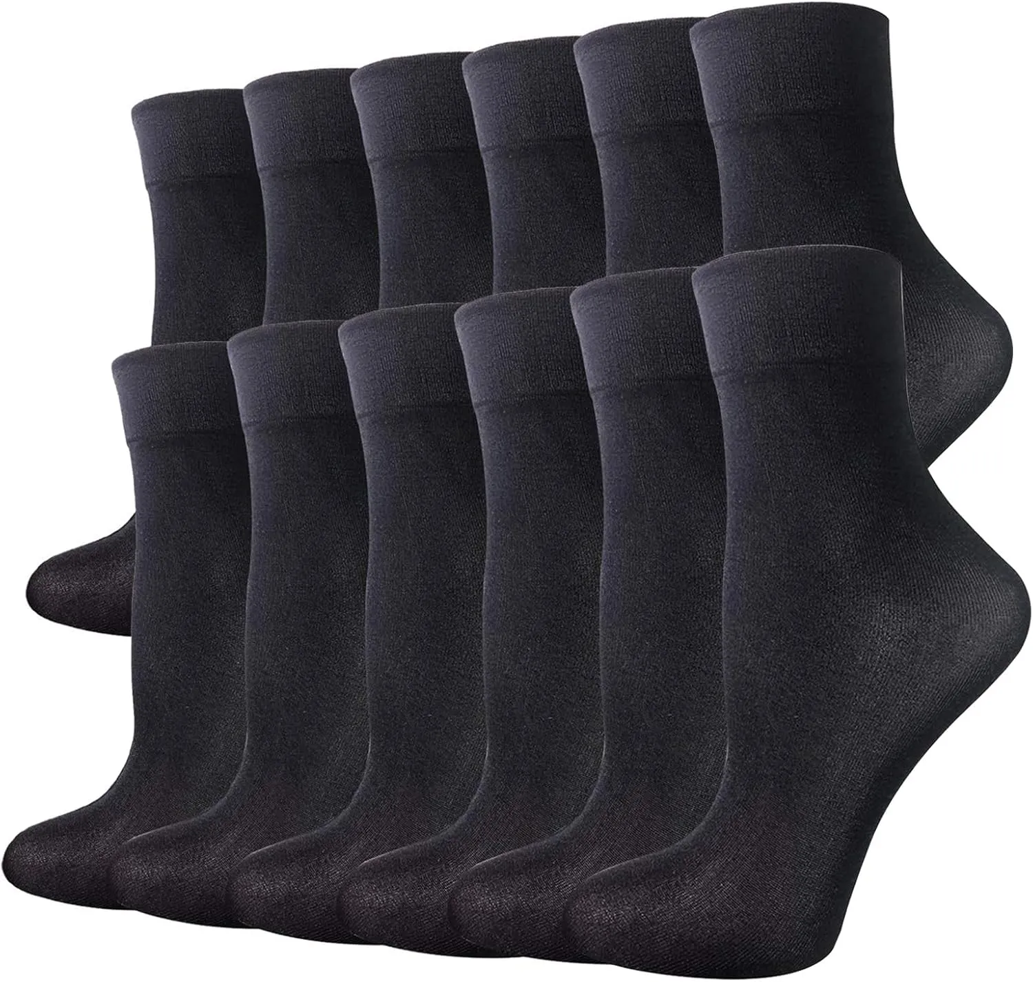 Cityelf 12 Pack Men Silky Socks Ankle Sheer Men Dress Socks Ultra Thin Nylon Sox Summer Cool Crew Socks