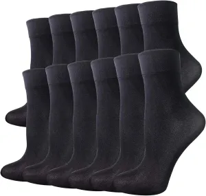 Cityelf 12 Pack Men Silky Socks Ankle Sheer Men Dress Socks Ultra Thin Nylon Sox Summer Cool Crew Socks