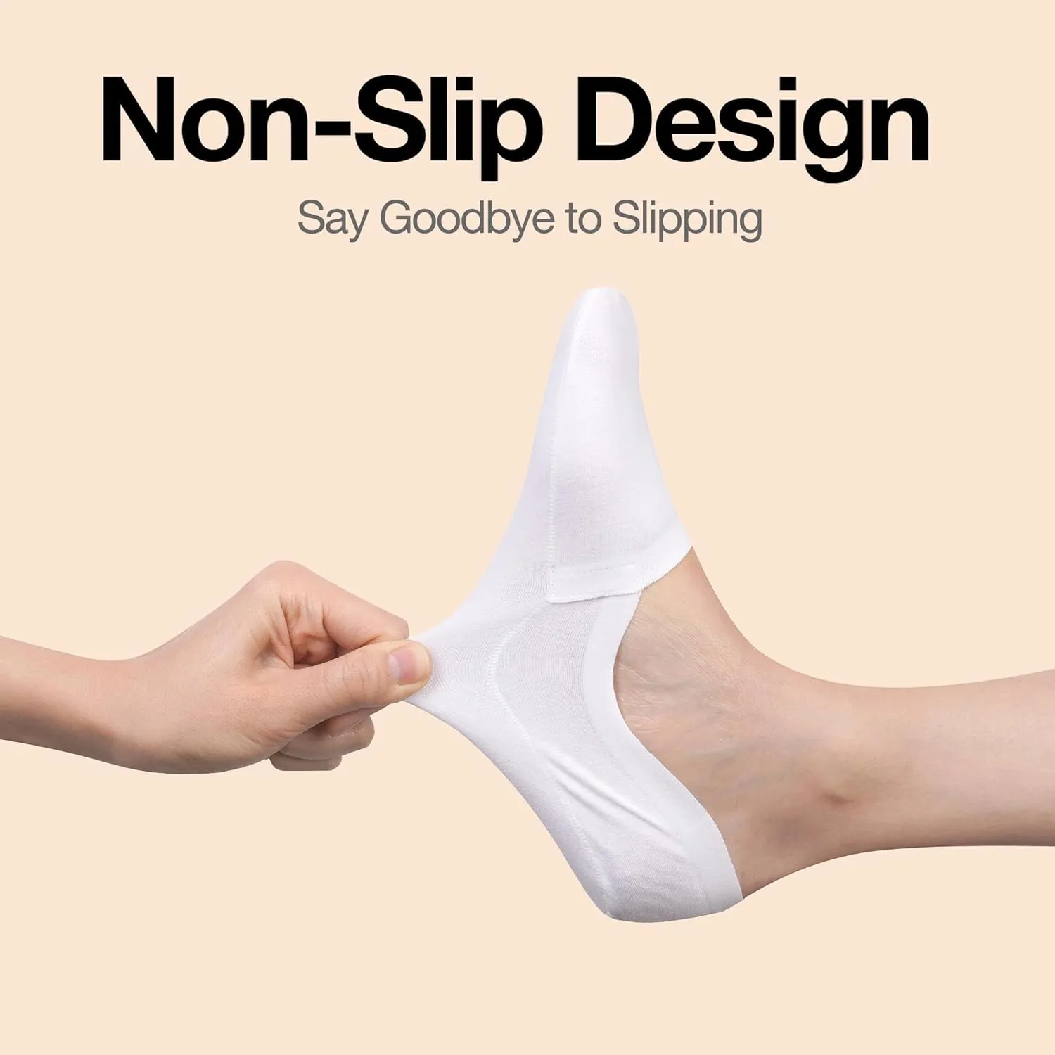 Cloud No Show Socks for Flats - Non Slip Thin Breathable Lightweight Invisible Cotton Loafer Socks for Women - Low Front Toe