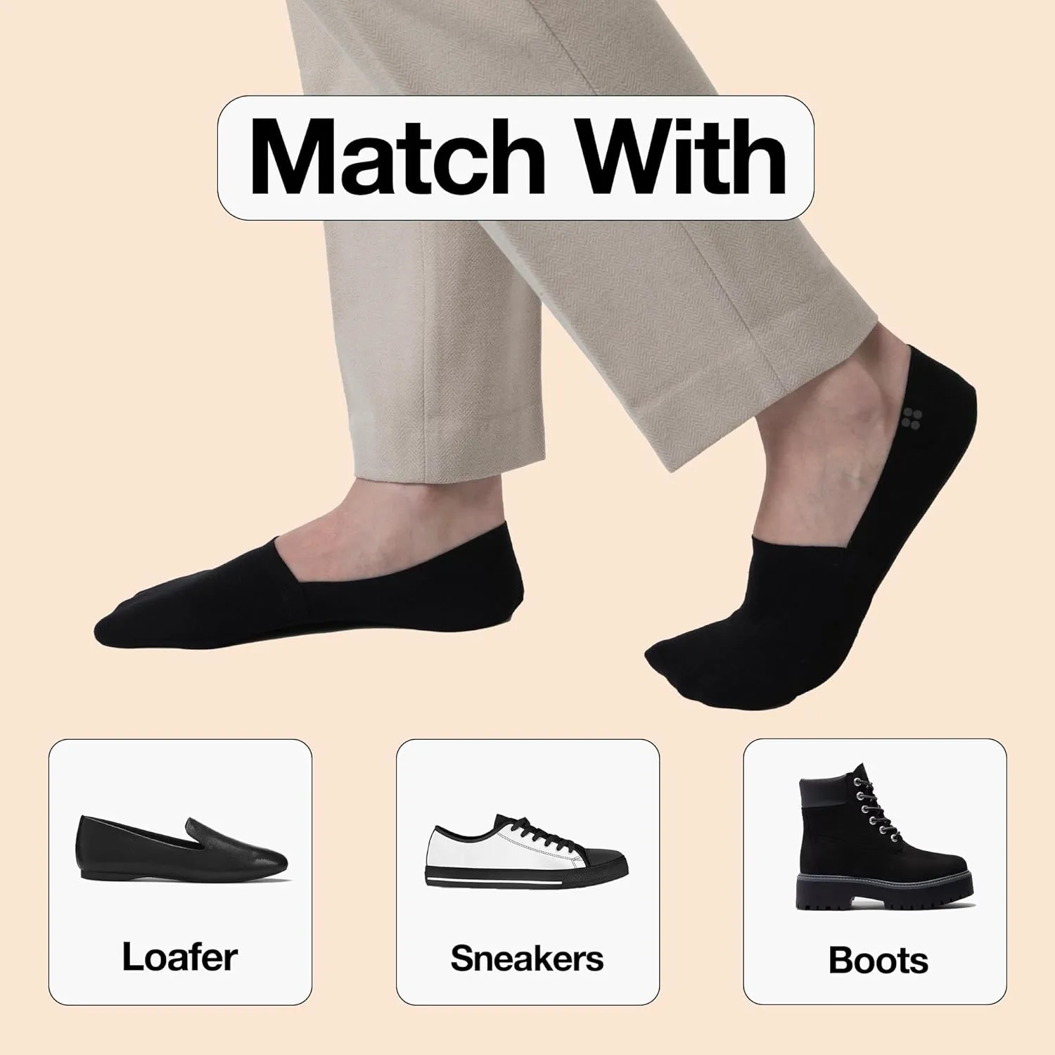 Cloud No Show Socks for Flats - Non Slip Thin Breathable Lightweight Invisible Cotton Loafer Socks for Women - Low Front Toe