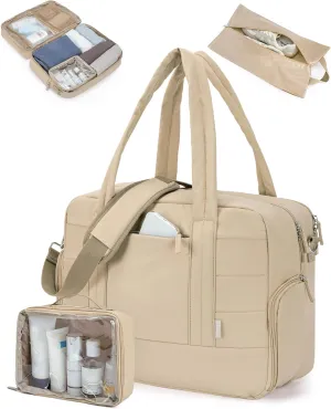 CLUCI Duffle Bag Women Business Travel Bags, Weekender Bags for Women, Puffer Duffel Carry On Bag with Shoe Bag,Overnight Bag for Women with Laptop Compartment