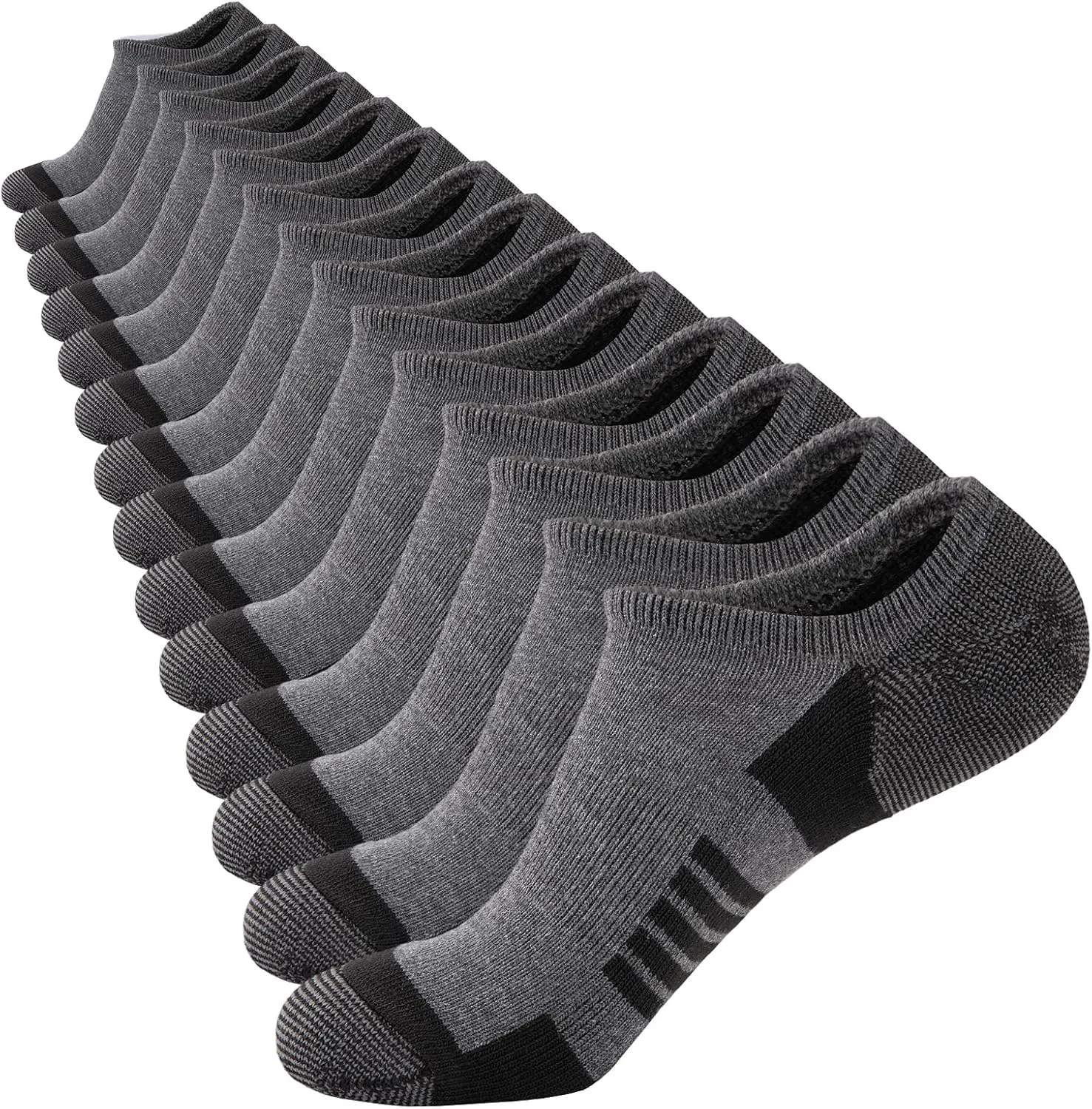 COOVAN No Show Mens Low Cut Short Socks Casual Invisible Loafer Flat Sock, Mens Athletic No Slip Grip Socks (7 pairs)