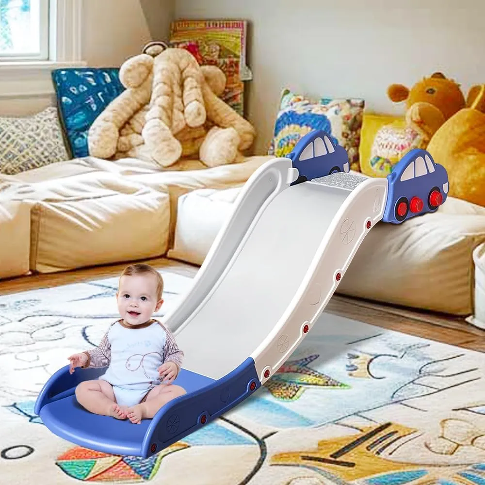 Couch Slide for Stairs Bed Kids Extended Widened Toddler Slide Plastic Indoor Toy Easy to Assemble Store Car Blue Plus