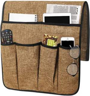 Couch Sofa Armrest Organiser Arm Chair Caddy Bedside Storage Pocket with 6 Pockets TV Remote Holder Bed Storage Pocket Bag for Cellphone Tablet Notepad Book Magazines DVD Glasses