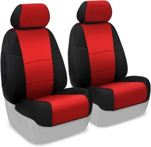 Coverking Custom Fit Front 50/50 Bucket Seat Cover for Select Toyota 4Runner Models - Spacermesh 2-Tone (Red with Black Sides)