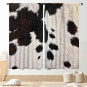 Cowhide Curtains, Western Brown Cow Print Cow Animal Skin Fur Pattern Rustic Farmhouse Country Style Blackout Window Drapery Treatments for Bedroom Living Room Kitchen Bathroom 2 Panels, 42"x45" Inch