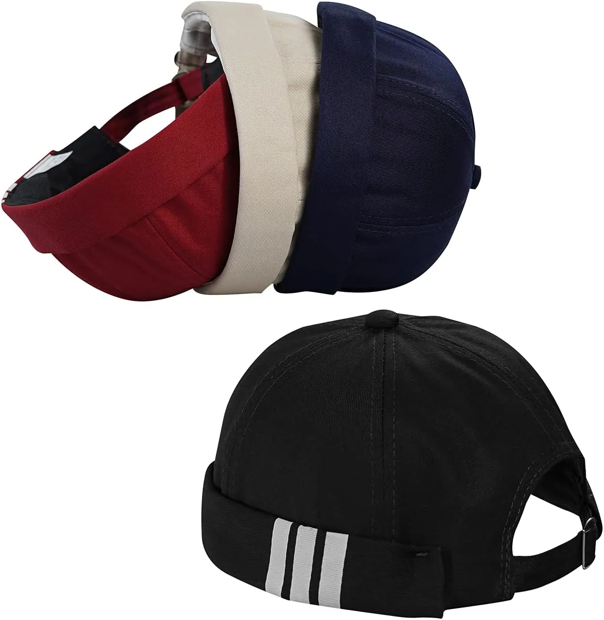 Croogo Mens Brimless Hat Rolled Cuff Harbour Hat Retro Strapback Docker Cap Casual Sailor Cap Unisex Docker Leon Beanie Hat
