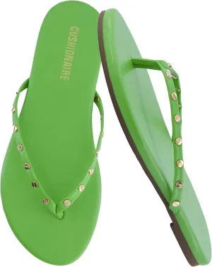 CUSHIONAIRE Confetti Women’s Studded Flip Flop Sandal – Slip-On Thong with Memory Foam & Stylish Rivet Strap