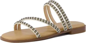 CUSHIONAIRE Women's Vivid Beaded Slide Sandal  Memory Foam