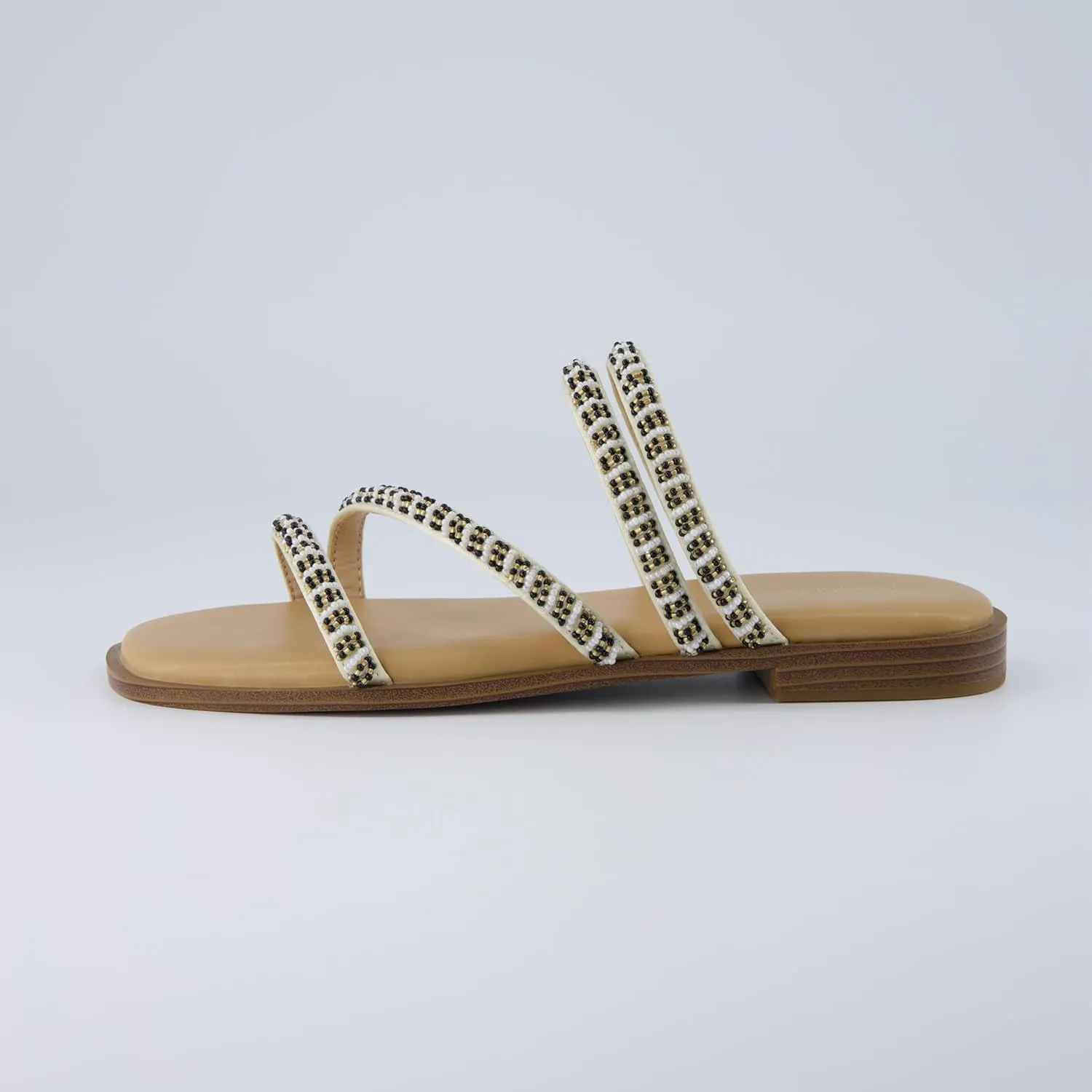CUSHIONAIRE Women's Vivid Beaded Slide Sandal  Memory Foam