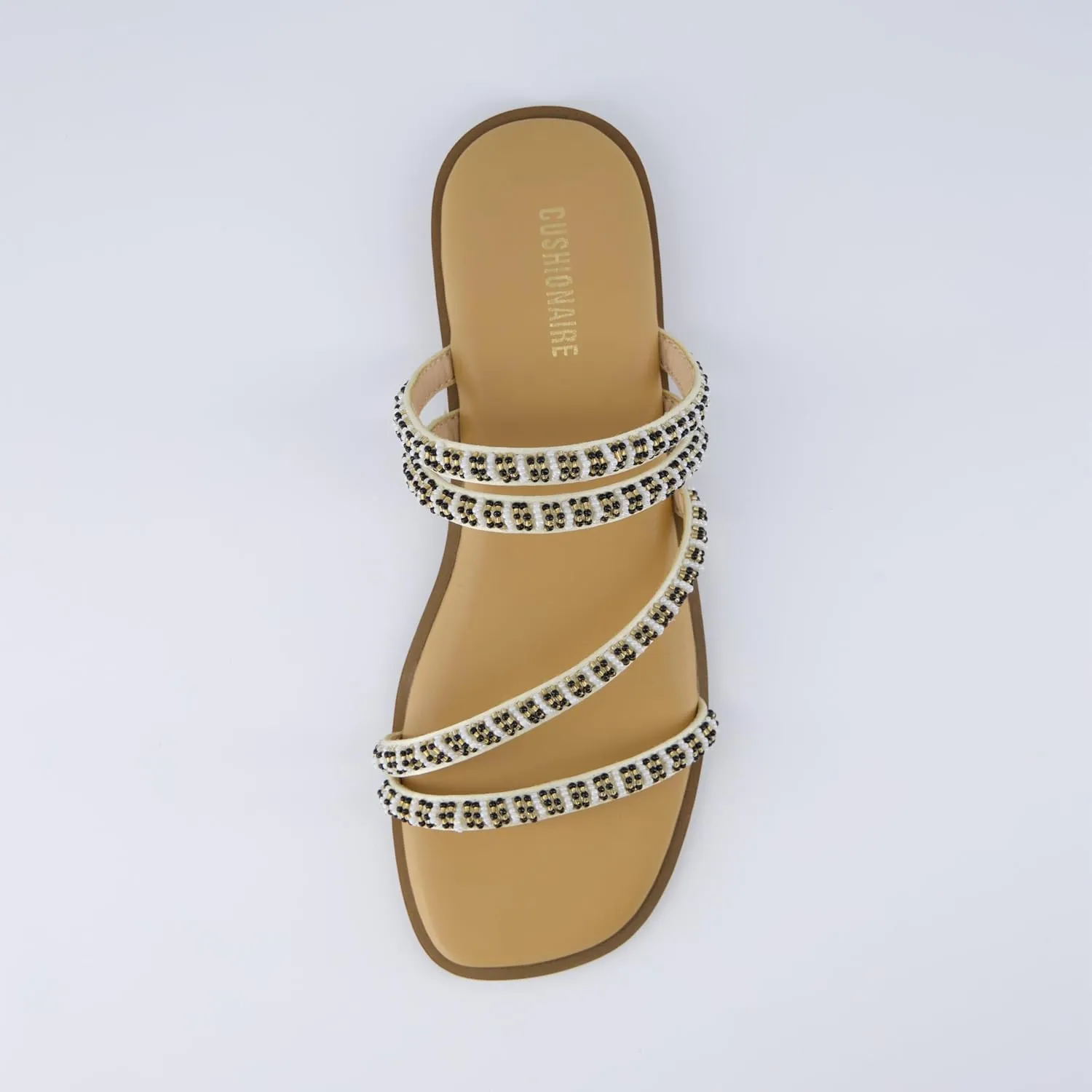 CUSHIONAIRE Women's Vivid Beaded Slide Sandal  Memory Foam