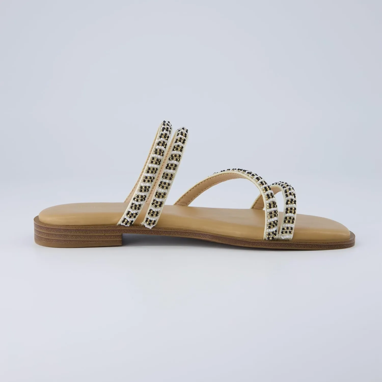 CUSHIONAIRE Women's Vivid Beaded Slide Sandal  Memory Foam