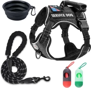 Cymiler Service Dog Vest,No-Pull Dog Harness and Leash Set,Adjustable Oxford Reflective Service Dog Vest Harness with Handle for Outdoor Walking Training,Easy Control for Small Medium Large Dogs
