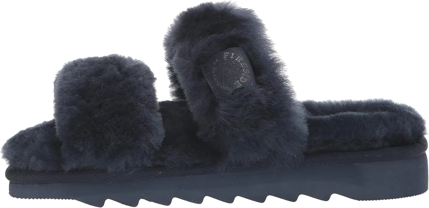 Dearfoams Women's Fireside Benalla All Over Shearling Double Band Easy On/Off Slide Slipper