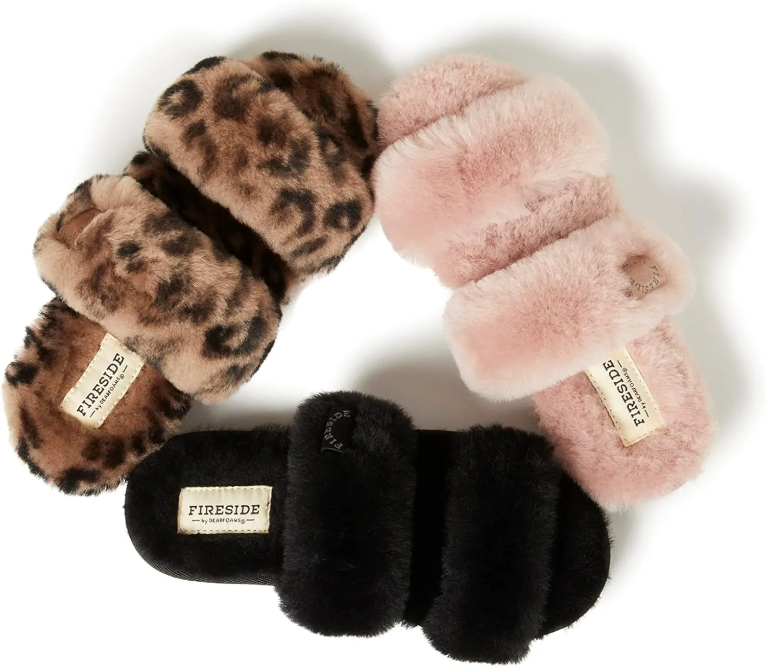 Dearfoams Women's Fireside Benalla All Over Shearling Double Band Easy On/Off Slide Slipper