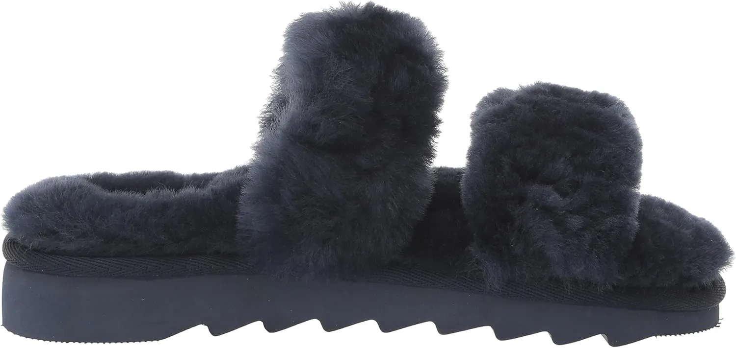 Dearfoams Women's Fireside Benalla All Over Shearling Double Band Easy On/Off Slide Slipper