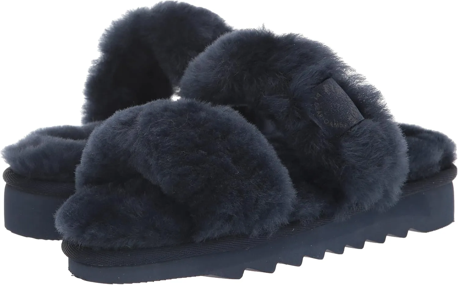 Dearfoams Women's Fireside Benalla All Over Shearling Double Band Easy On/Off Slide Slipper
