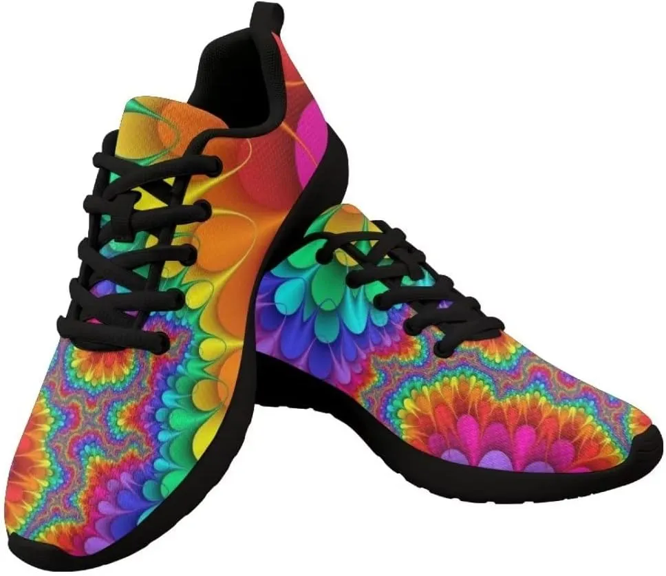 Dellukee Galaxy Print Walking Shoes Women Casual Mesh Colorful Durable Breathable Lace Up Fashion Sneaker
