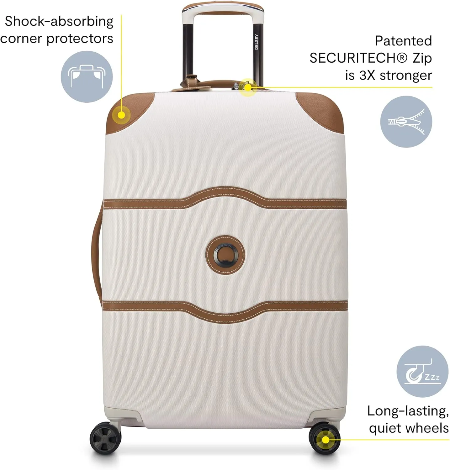DELSEY PARIS Chatelet Air 2.0 Hardside Luggage Trunk with Spinner Wheels, Angora, Checked-26 Inch Trunk