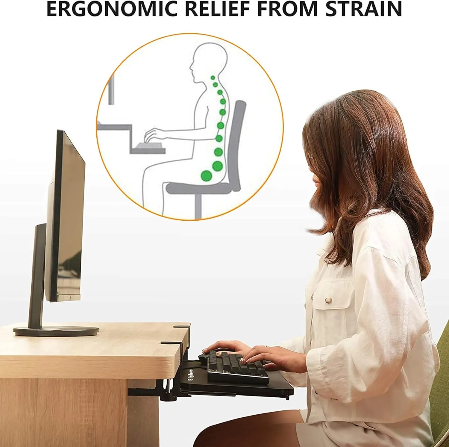 Desk Extension and Sliding Keyboard Tray with Slides, Easy to Remove, Black Under Desk Keyboard Tray, Height Adjustable, Ergonomic, Elbow Arm Support, 52/65/75x