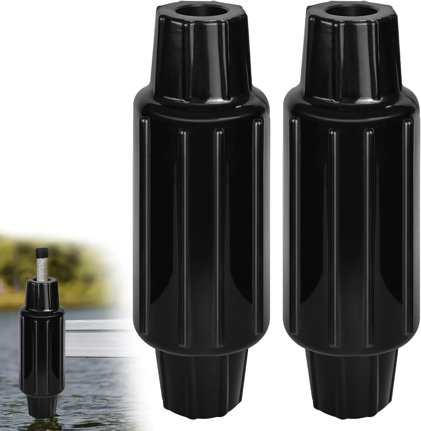 Dock Bumpers Fenders for Post, Dock Fender Bumper Slide-Over Post Pole, Slip-On Dock Leg Pipes and Mounting Brackets, Vertical Protection, Soft UV-Resistant Marine-Grade Vinyl,Black
