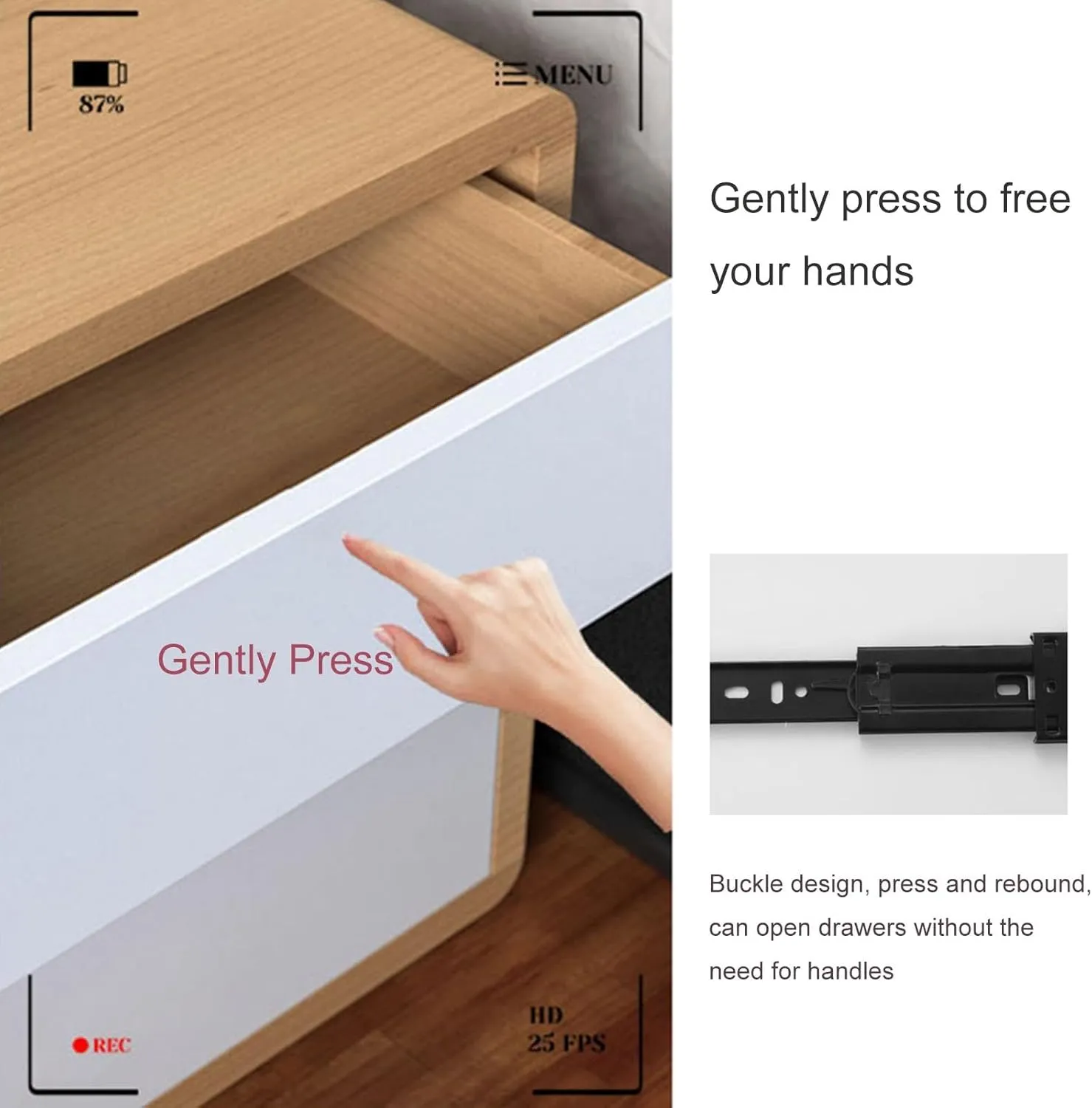 Drawer Slides, 1 Pair Push to Open Drawer Slides 6 8 10 12 14 16 18 20 Inch 100 lb Load Capacity Side Mount Handleless Ball Bearing Full Extension Touch Rails Cabinet Runner Black (Size : 15cm/6Inch