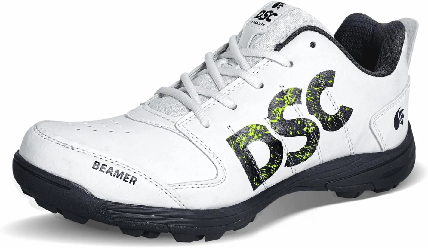 DSC Beamer Cricket Shoes for Boys and Mens | (Light Weight | Economical | Durable) | Size 11US / 10UK / 44EU | Grey-White