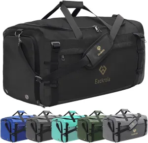Eackrola Large Sports Gym Bag, Travel Duffel bag with Wet Pocket & Shoes Compartment for men women, 65L, Lightweight